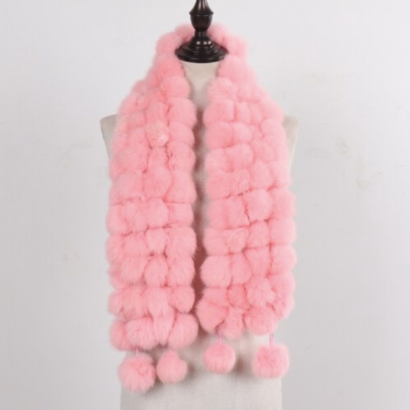 🎀 1PC SCARF BALLS FUR WRAP SHAWL RABBIT BOHO RACCON LONG NATURAL WARM WINTER - Picture 10 of 14